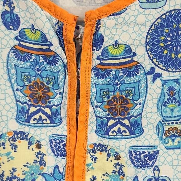 BIBA Girls L/XL Blue Butterfly Cotton Asymmetrical Printed Kurta Indian Dress - Picture 4 of 10